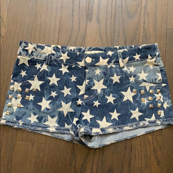 Joe Wenko Girls' Star Print Denim Shorts - Elastic Waist With Pockets